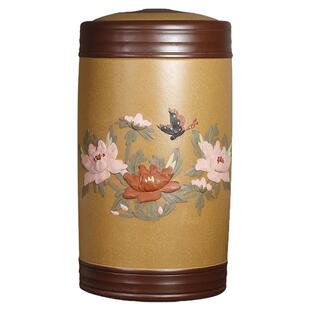 宜兴紫砂茶叶罐大号防潮密封复古普洱茶茶饼散茶储存茶罐家用精致