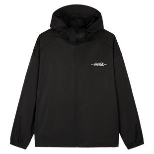 Coca-Cola/可口可乐 户外防风防水字母Logo印花抽绳连帽外套夹克