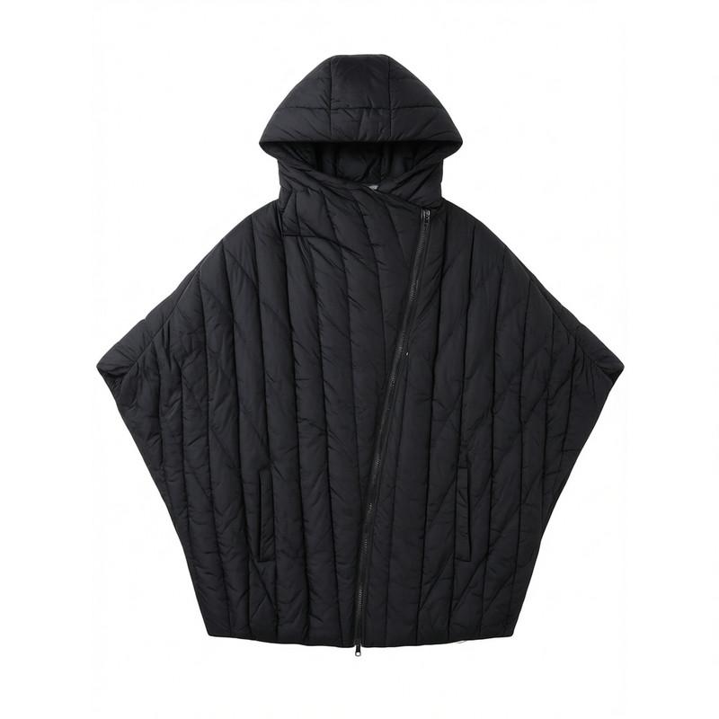 冬装大码斗篷白鸭绒加厚羽绒服