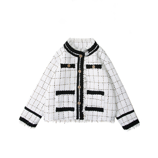 RARN热爱如你粗花呢拼接撞色时尚羽绒服女2025冬装插肩袖宽松外套