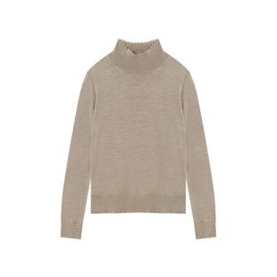 GOLDEN BARRY25秋冬简约百搭毛须边高领保暖100山羊绒毛衣243119