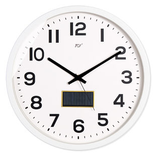 TQJ简约太阳能电波钟挂钟家用客厅时尚挂表静音时钟挂墙表石英钟