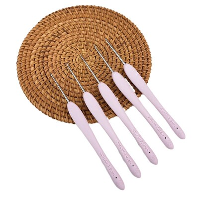 金岚树脂粉紫色软柄钩针不锈钢针头手工打磨diy编织玩偶毛线工具