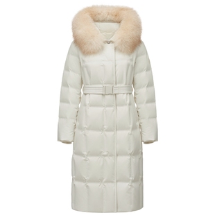 坦博尔羽绒服女冬季长款大毛领鹅绒时尚简约加厚收腰保暖品质外套