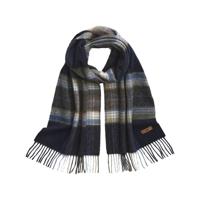 ELLE HOMME100%羊毛男士围巾秋冬季格子高级感商务百搭保暖围脖
