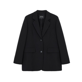 pusumede 南法老钱 高级感灰色西装外套女蕾丝拼接宽松西服上衣