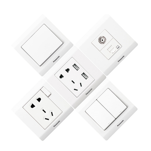 松下开关铭悦系列一开五孔USB带开关插座16A空调插座二三开单双控