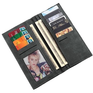 日本MUJ男士长款钱包翻毛皮超薄软皮皮夹钱夹证件卡包小巧轻薄