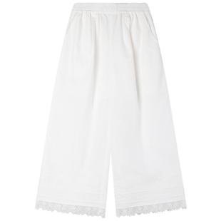 【夏日沙滩】莱赛尔凉感棉 重工蕾丝花边白色直筒裤子女童夏新款