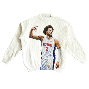 原创坎宁安数码直喷印花美式大印花秋冬保暖毛衣潮男女针织衫白色