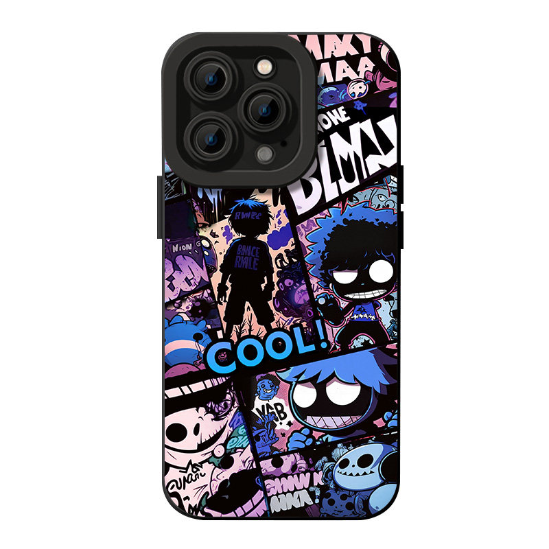 漫画风苹果16promax手机壳iPhone15新款12个性11潮牌13pro液态硅胶14全包防摔plus男pm女x卡通