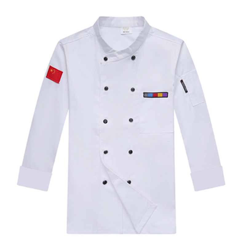 超大厨师工作服长袖餐饮酒店短透气秋冬装厚加肥加大厨房工装定制