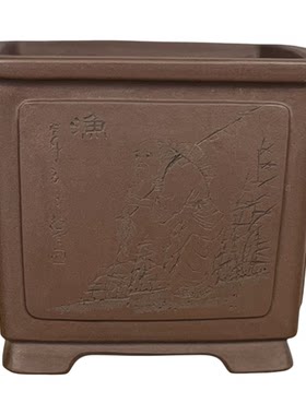 精品名家吴为民小型四方紫砂花盆