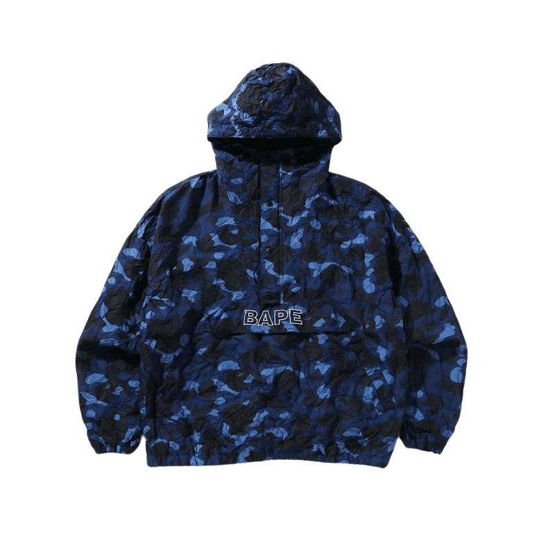 BAPE纹理迷彩图案套头连帽夹克