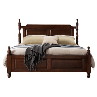 国王床 美式大床全实木双人床白蜡木主卧婚床简美美式床缅因森林