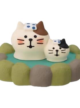 日式猫富士山旅游猫摆件