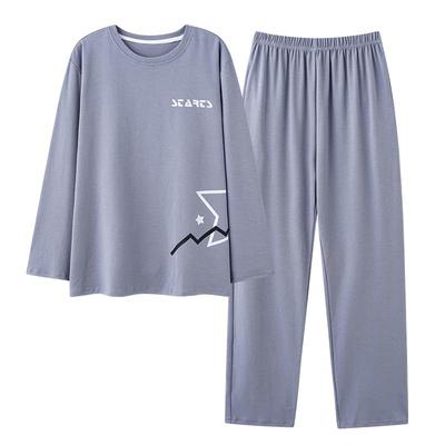莫代尔睡衣春秋季男款长袖两件套