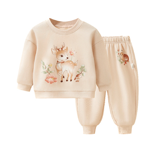 宝宝卫衣套装春秋纯棉男女童长袖洋气外穿运动裤T恤衫儿童两件套