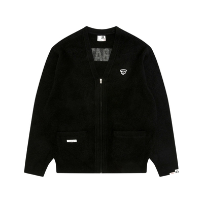 Aape徽章字母提花拉链针织毛衣