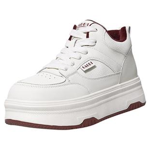 高蒂厚底小白鞋女韩版真皮冬季加绒高帮板鞋轻便百搭松糕鞋女鞋