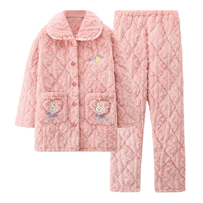 加厚保暖珊瑚绒家居服女