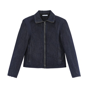 FSG 立领双拉链拼接螺纹修身原牛夹克