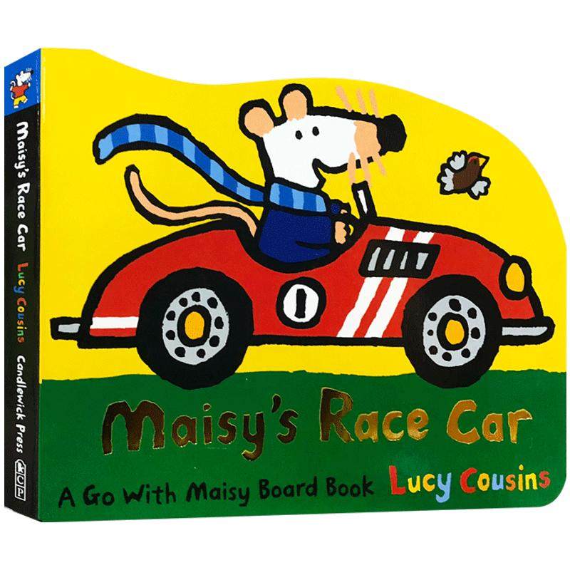 小鼠波波系列英文原版Maisy's Race Car: A Go with Maisy Board Book小鼠波波的汽车造型低幼启蒙纸板绘本儿童英语启蒙异型书
