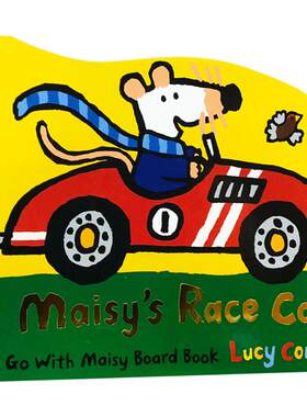 小鼠波波系列英文原版Maisy's Race Car: A Go with Maisy Board Book小鼠波波的汽车造型低幼启蒙纸板绘本儿童英语启蒙异型书