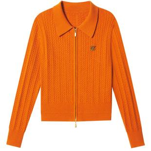 【粗纺羊毛】PSALTER诗篇南瓜橙扭花条纹复古开衫针织衫秋