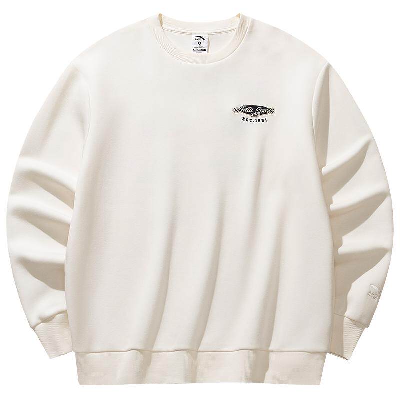 安踏圆领套头衫卫衣男士新款落肩袖潮流百搭宽松休闲圆领长袖上衣