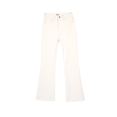 糯米牛仔~修身显瘦微喇牛仔裤女米白色高腰马蹄喇叭长裤2026春夏