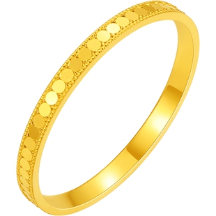 周六福5G足金几何戒指黄金计价爆闪闪片女款指环新年礼物