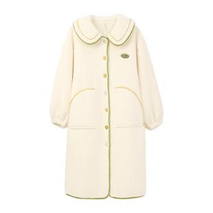 安之伴【巨保暖】中长款珊瑚绒睡袍女秋冬款简约休闲宽松家居服