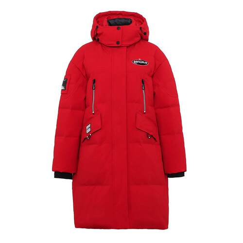 鸭鸭2026年新款秋冬季工装羽绒服女中长款白鸭绒加厚保暖连帽宽松