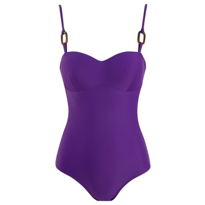 温泉法式复古紫色少女聚拢泳衣