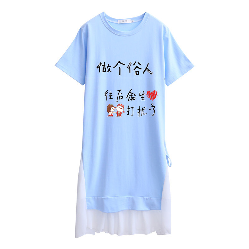 孕妇哺乳连衣裙夏装小个子网红中长款大码产后哺乳衣夏季短袖裙子