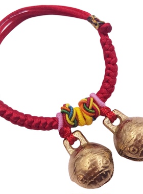 有声虎头学步铜铃铛防踢被男女宝宝婴儿童脚链端午节五彩红绳手链