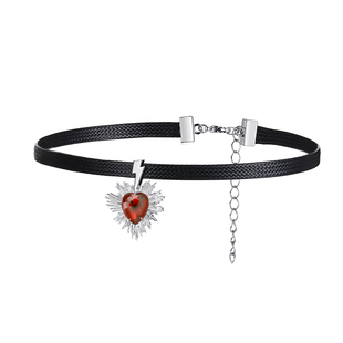 硬糖原创首饰黑色红色闪电爱心细款choker颈饰颈带项圈锁骨链纯银