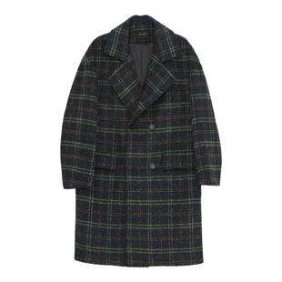 毛呢大衣男中长款秋冬新款宽松潮流小香风格子风衣男士羊毛外套男