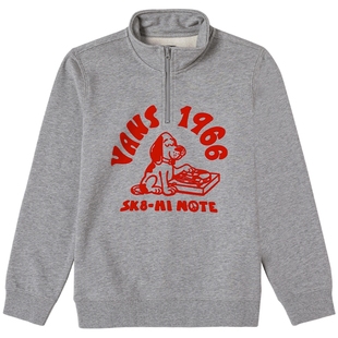 Vans范斯童装官方 中大童套头卫衣狗狗印花半开襟立领简约舒适