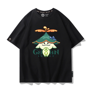 原神兰那罗周边短袖T恤男2025新款夏季纯棉二次元衣服宽松体恤潮