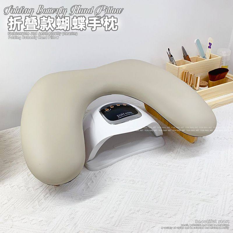 俄式美甲U型手枕斜面简约美甲店枕垫蝴蝶沙发皮质可折叠专用桌面