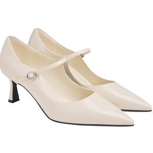 CHARLES&KEITH26春新款CK1-61720251亮面尖头玛丽珍鞋高跟鞋单鞋