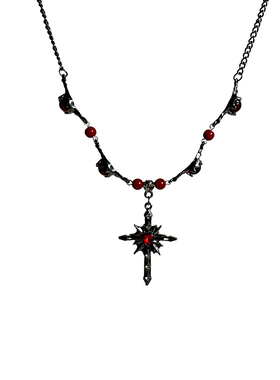 哥特黑红十字架暗黑高级感项链