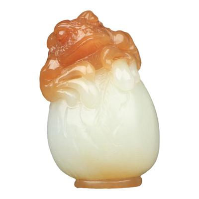 梵峙和田玉茶宠金蟾糖白玉摆件