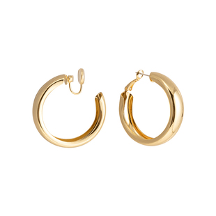 ZTX 高街欧美大圆圈耳环夸张素圈耳夹无耳洞女2025新款蚊香盘耳饰