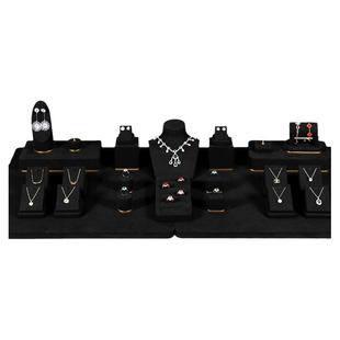 众美达高档黑超纤柜台陈列道具戒指吊坠收纳托项链展示架饰品摆台