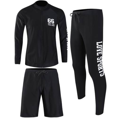 男士大码浮潜水服防晒冲浪加肥加大泳衣漂流三件套拉链胖子泡温泉