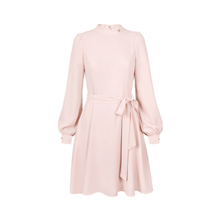 MummyCat下蛋喵【微风情书】26新品温柔知性气质长袖系带连衣裙