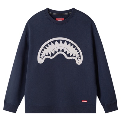 SprayGround2025春秋鲨鱼嘴印花圆领卫衣男美式潮牌宽松休闲上衣